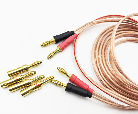 Sợi chuối 14Gauge trong suốt cho Bi-Wire Bi-Amp HiFi âm thanh xung quanh 99,9% đồng OFC