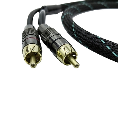 Đàn ông đến đàn ông 2 cáp RCA với tay áo mở rộng được đan nylon đường kính bên ngoài 9,5mm