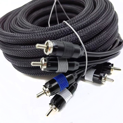 Đàn ông đến đàn ông 2 cáp RCA với tay áo mở rộng được đan nylon đường kính bên ngoài 9,5mm