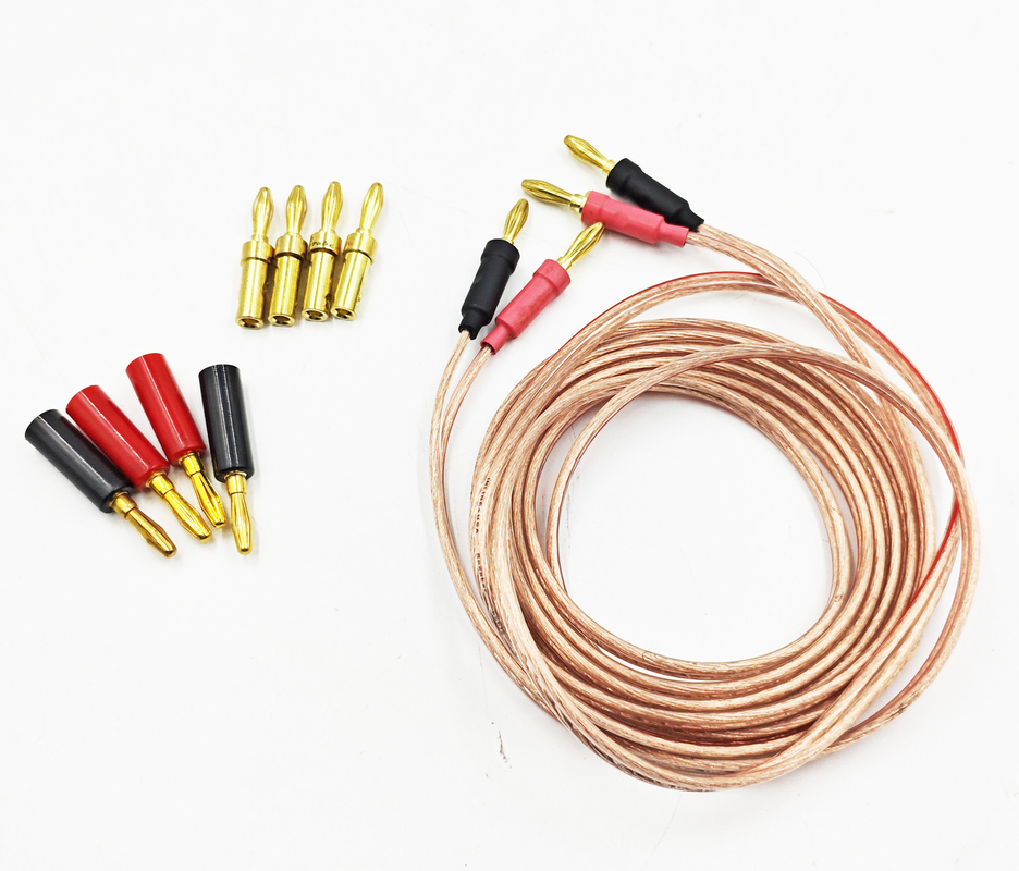 Sợi chuối 14Gauge trong suốt cho Bi-Wire Bi-Amp HiFi âm thanh xung quanh 99,9% đồng OFC