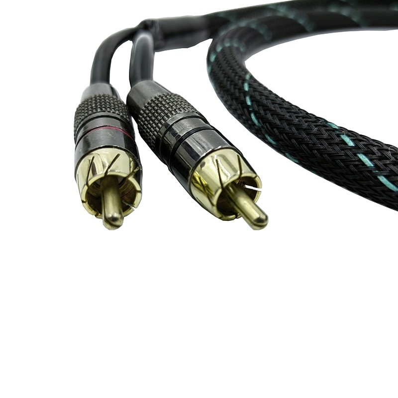 Đàn ông đến đàn ông 2 cáp RCA với tay áo mở rộng được đan nylon đường kính bên ngoài 9,5mm