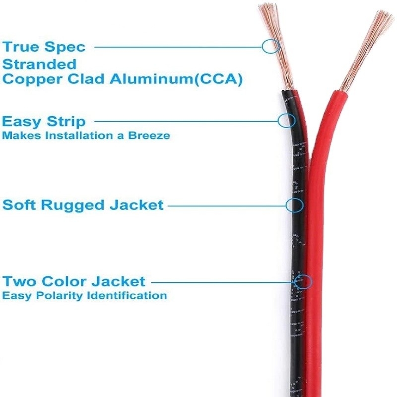 Flexible Wire Ext 2pin 2 Color Cable màu đỏ đen cho dải LED Extension Electrical Wire